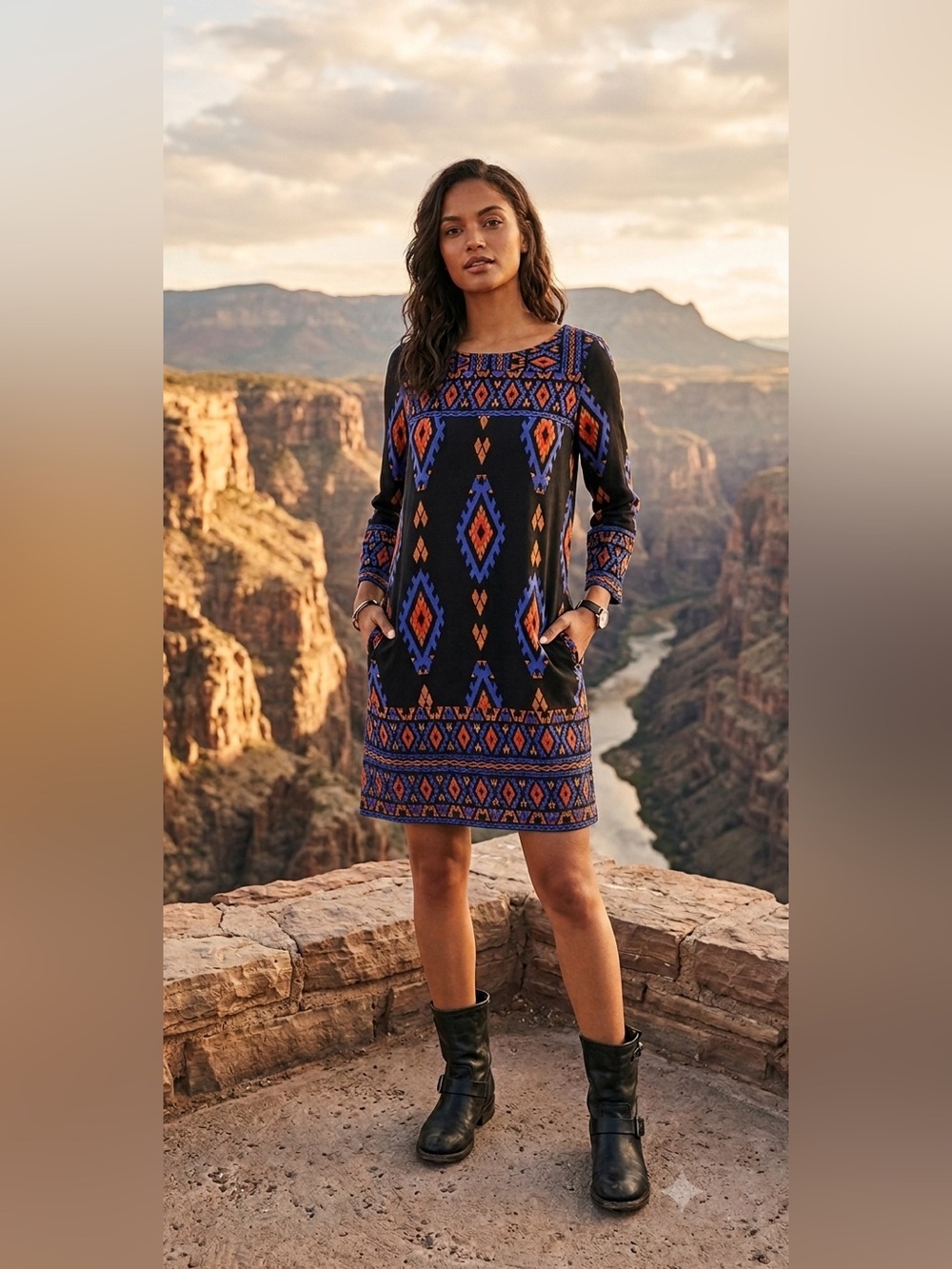 Lucky Brand NWOT Dress Size XL Boho Southwest Pockets